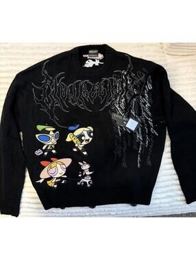 Civil Regime Y2K Powerpuff Girls Black Knit Sweater Small OS